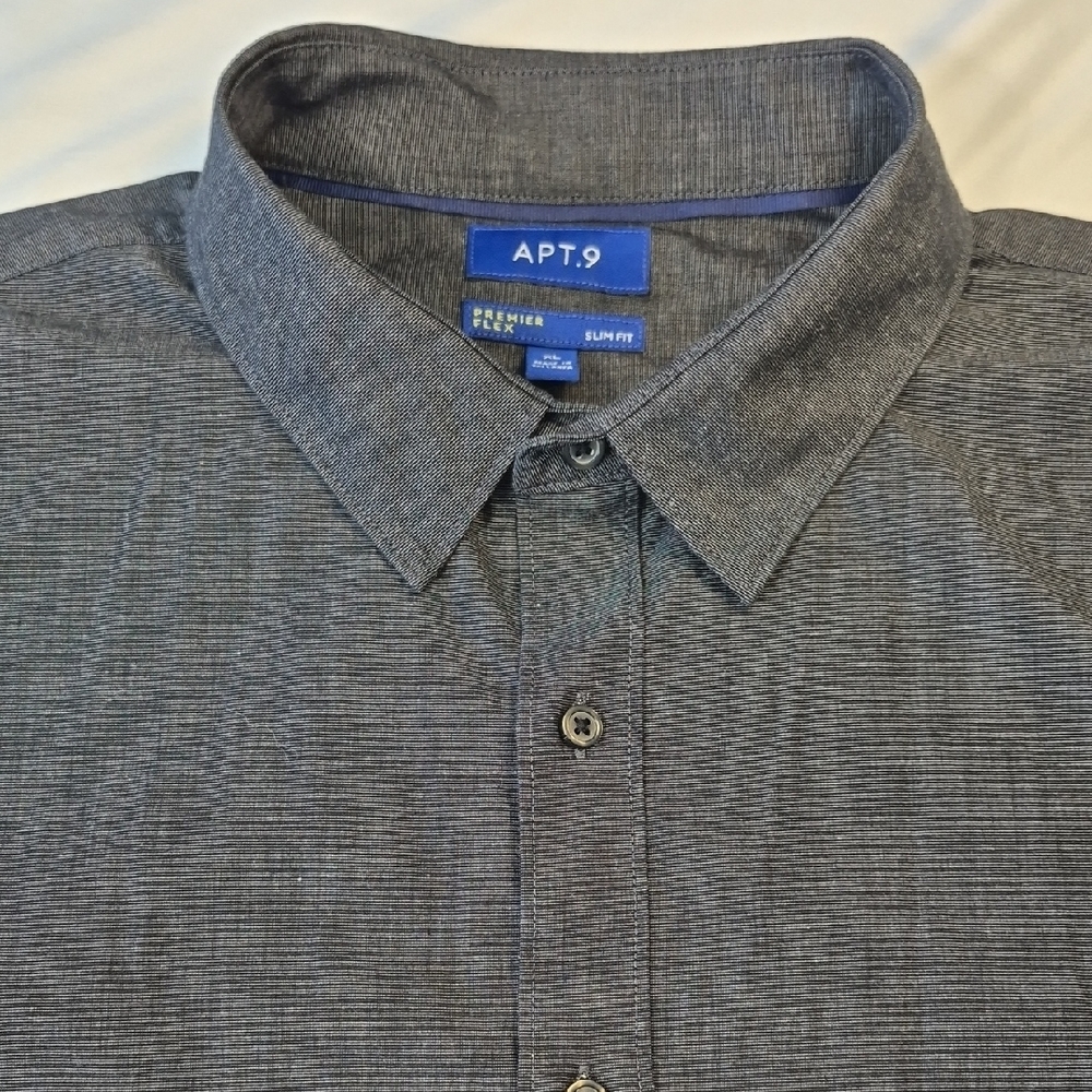 Apt. 9 Premier Flex XL Slim Fit Long Sleeve Dark Gray Button Down Shirt